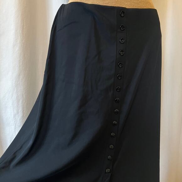 Briggs New York Black maxi skirt slinky knit button front 90s basics goth Lg - Picture 2 of 12